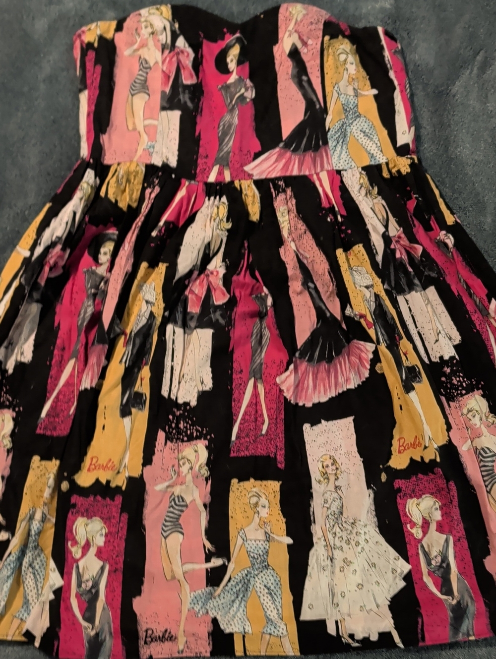 Strapless Barbie Cocktail Party Dress in Black and Pink